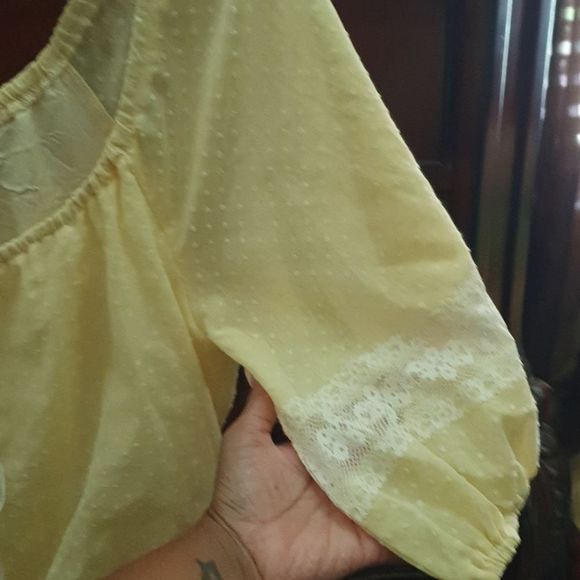 Vintage Roberta California Lemon Yellow Lace & Dots Prairie Dress 13/14 - Picture 6 of 8